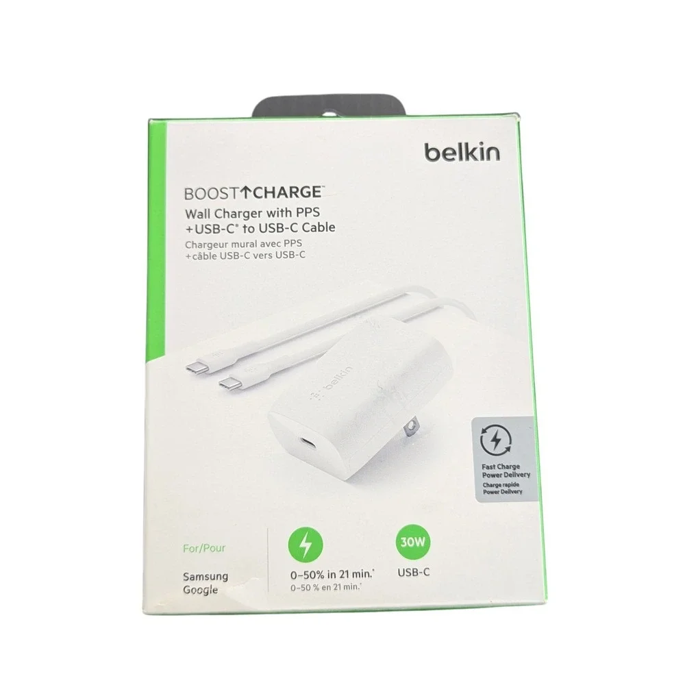 Z2O Belkin BoostCharge PD 30W PPS USB-C 3.0 Wall Charger W/ USB-C to USB-C Cable